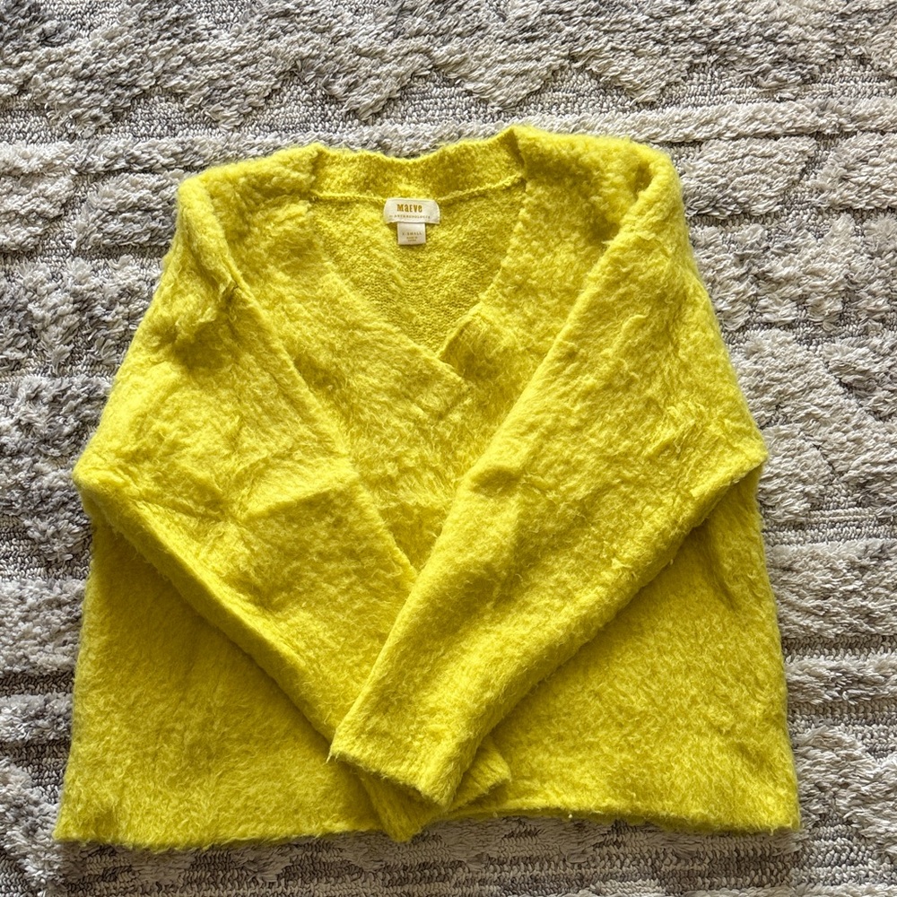 Maeve by Anthropologie Bright Yellow V-Neck Sweater